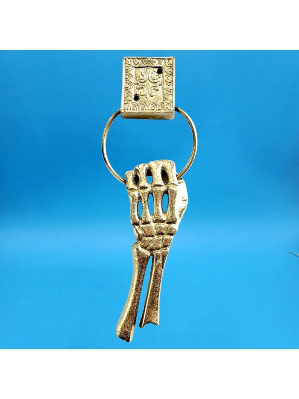 Haunted Manor Skeleton Hand Arm Door Knocker Silver Tone Halloween Decoration